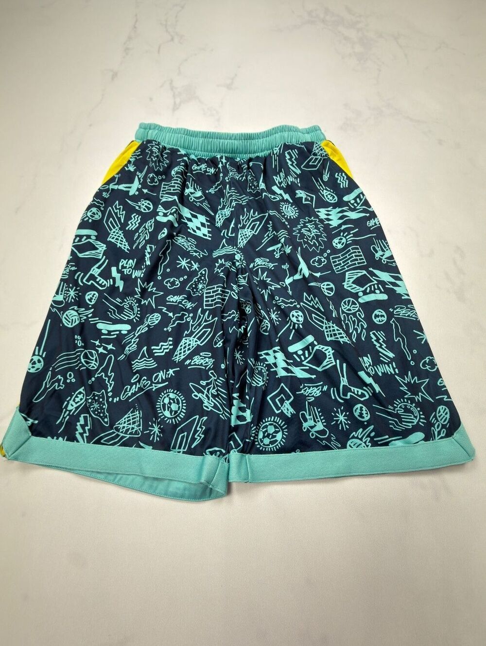 Tek Gear Printed Athletic Shorts Blue Turquoise Modern Loose Fit - Boys XL